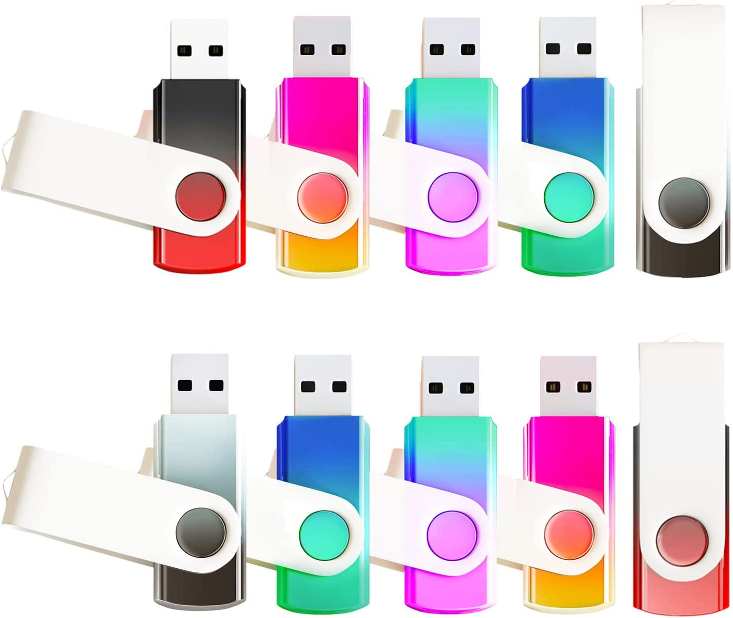 32GB 10 Pack USB Flash Drives Gradient Color USB 2.0
