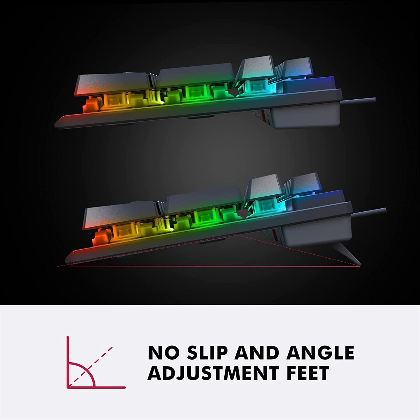 NPET K10 Gaming Keyboard USB Wired Floating Keyboard, Quiet Ergonomic Water-Resistant Mechanical Feeling Keyboard