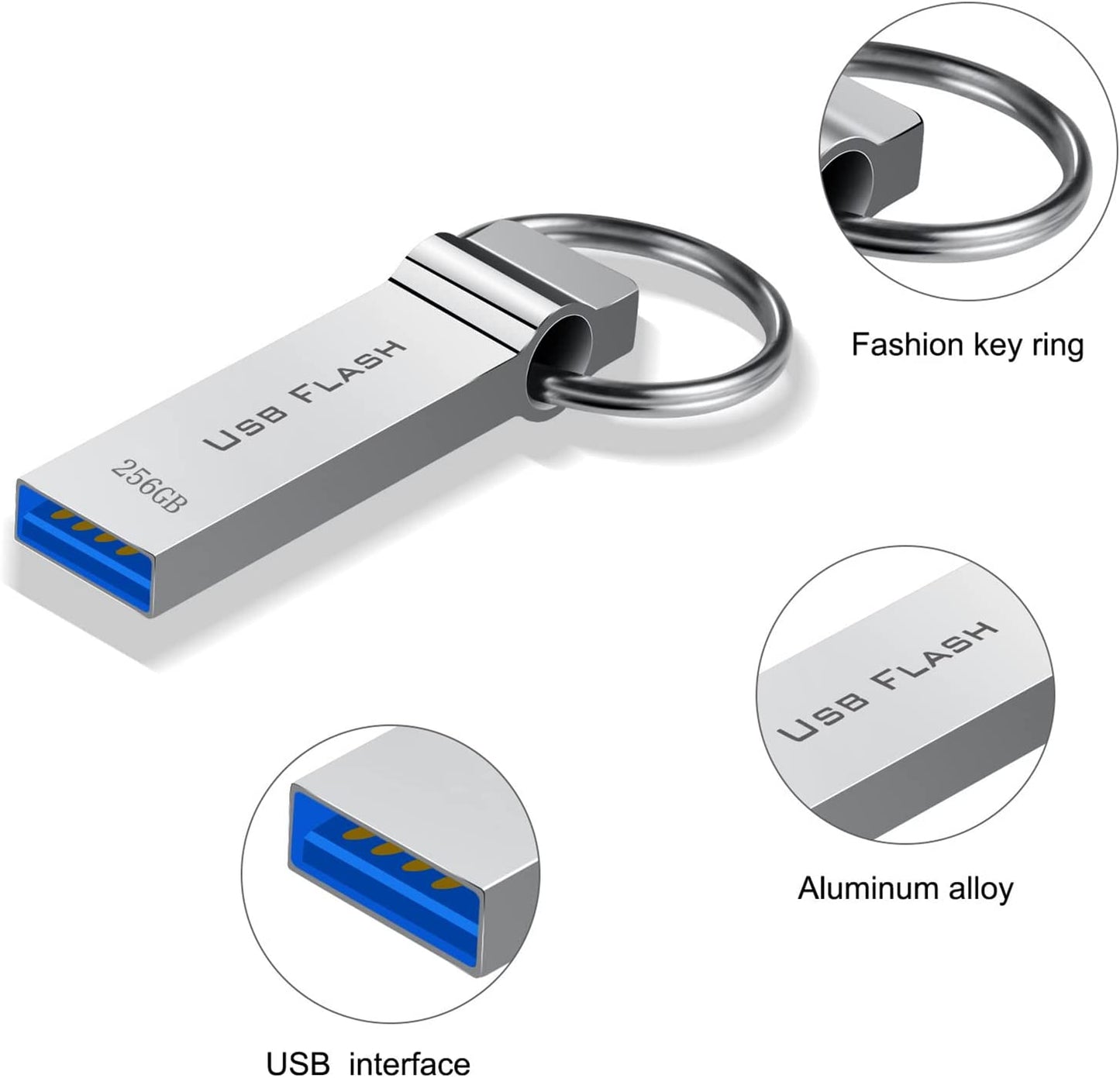 Marryler USB Flash Drive 256GB Waterproof USB Drive 256GB High Speed Memory