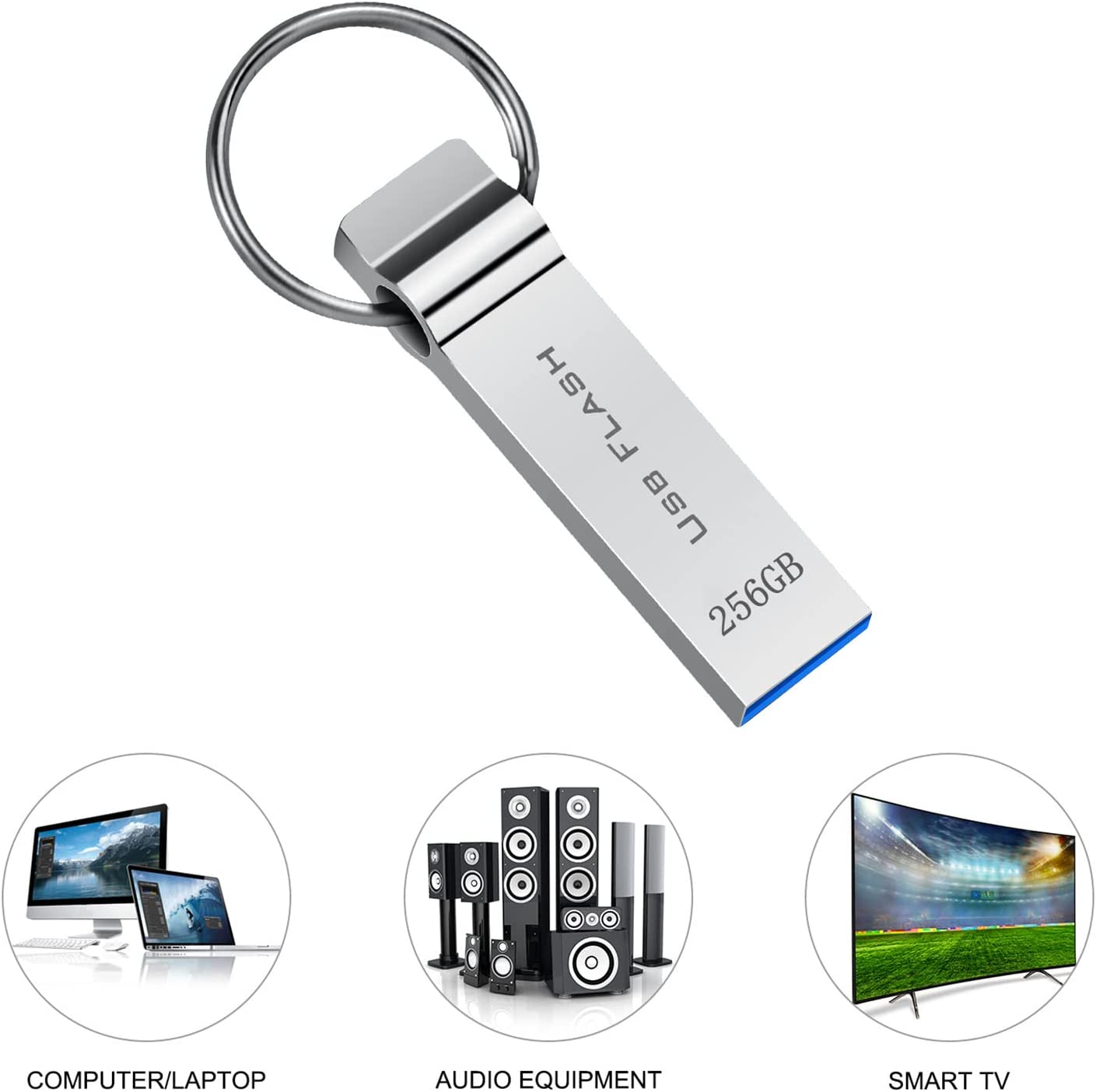 Marryler USB Flash Drive 256GB Waterproof USB Drive 256GB High Speed Memory