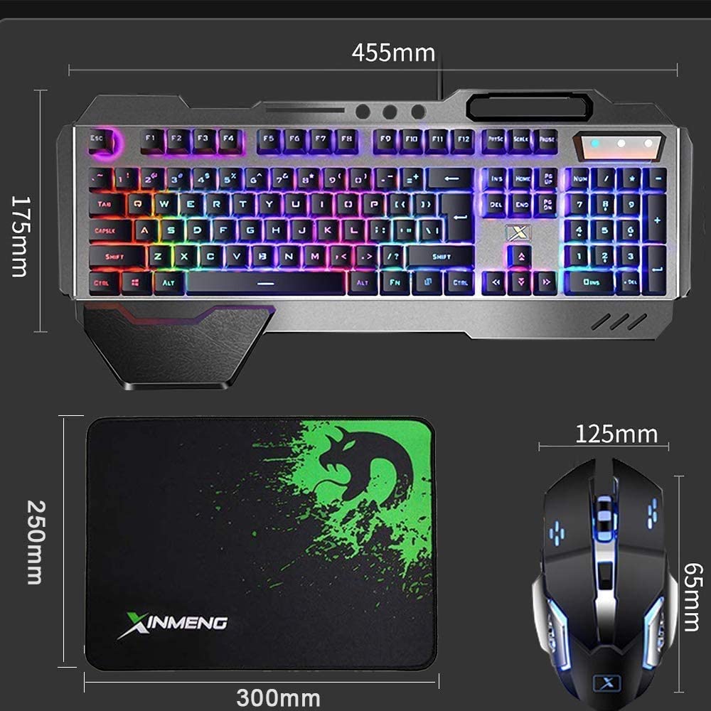 Wireless Gaming Keyboard and Mouse Combo , Rechargeable 4800mAh Battery ,Mechanical Ergonomic Waterproof