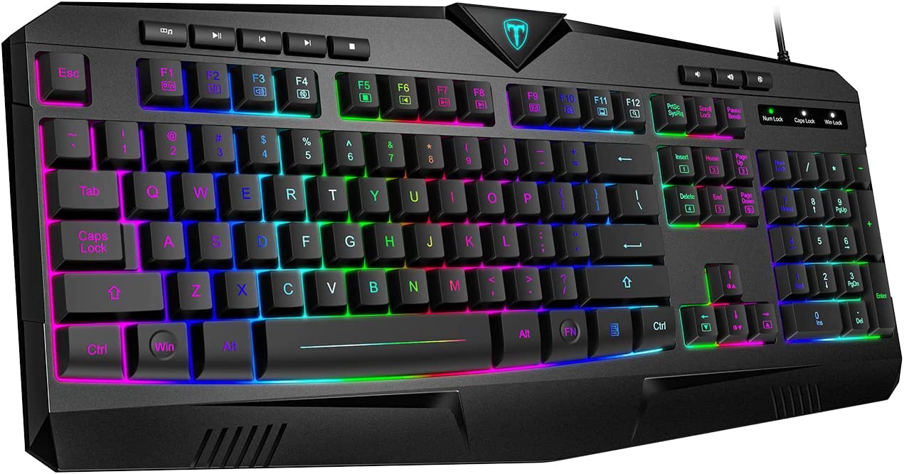 Gaming Keyboard, Dacoity Full Size Rainbow LED Backlit Quiet Computer Keyboard
