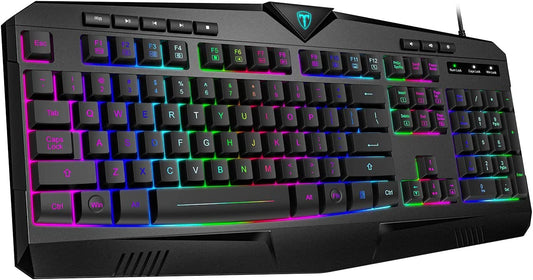 Gaming Keyboard, Dacoity Full Size Rainbow LED Backlit Quiet Computer Keyboard