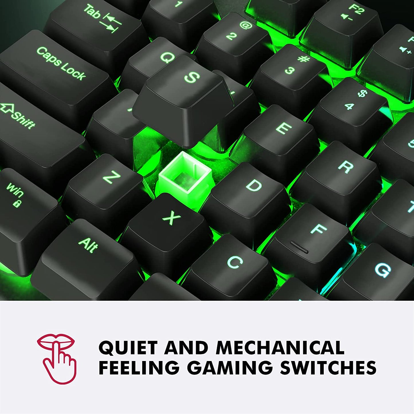NPET K10 Gaming Keyboard USB Wired Floating Keyboard, Quiet Ergonomic Water-Resistant Mechanical Feeling Keyboard