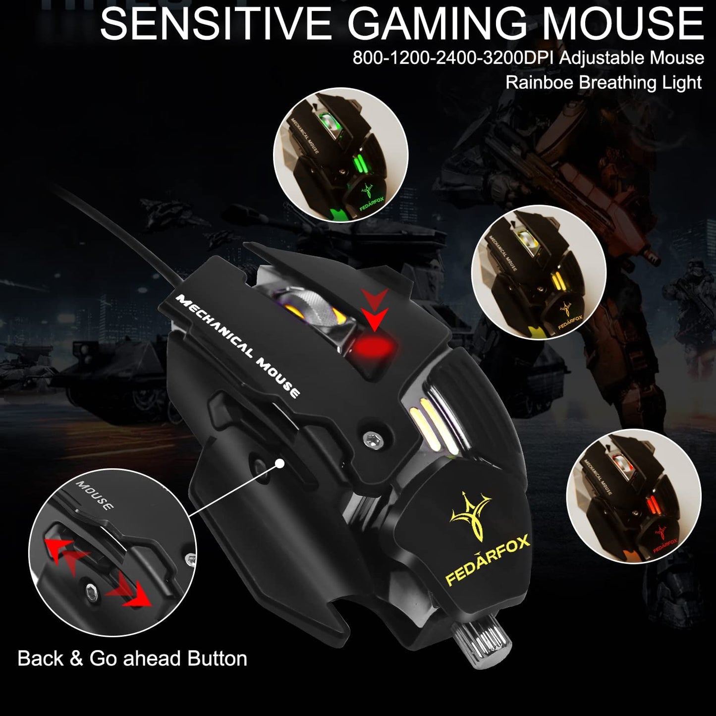 FEDARFOX Wired Keyboard and Mouse Combo,