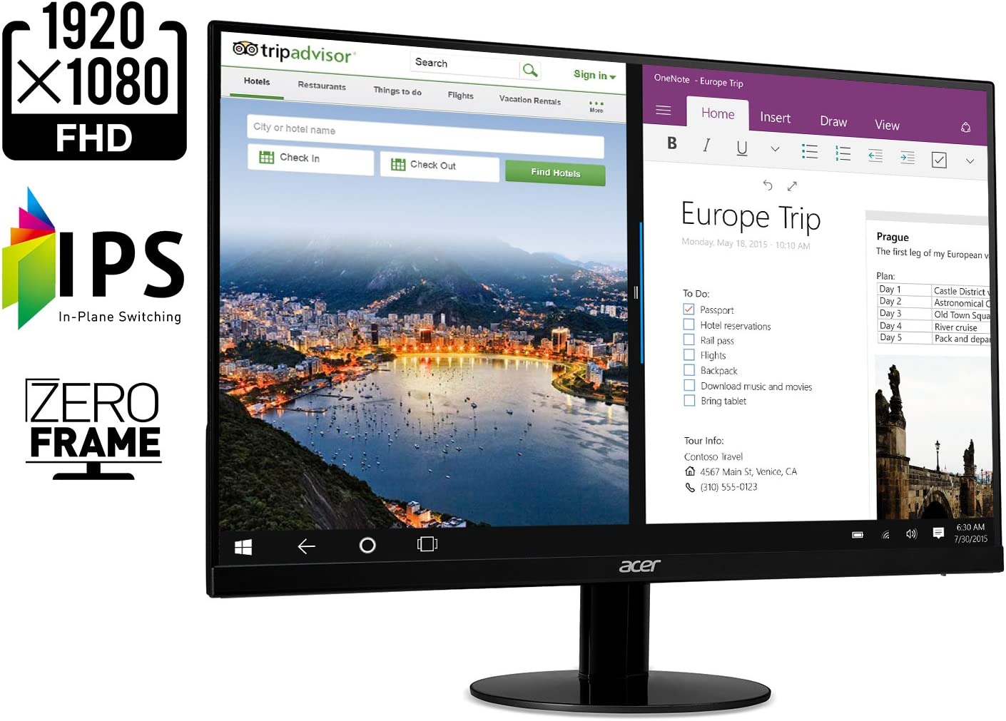 Acer 21.5 Inch Full HD (1920 x 1080) IPS Ultra-Thin Zero Frame Computer Monitor