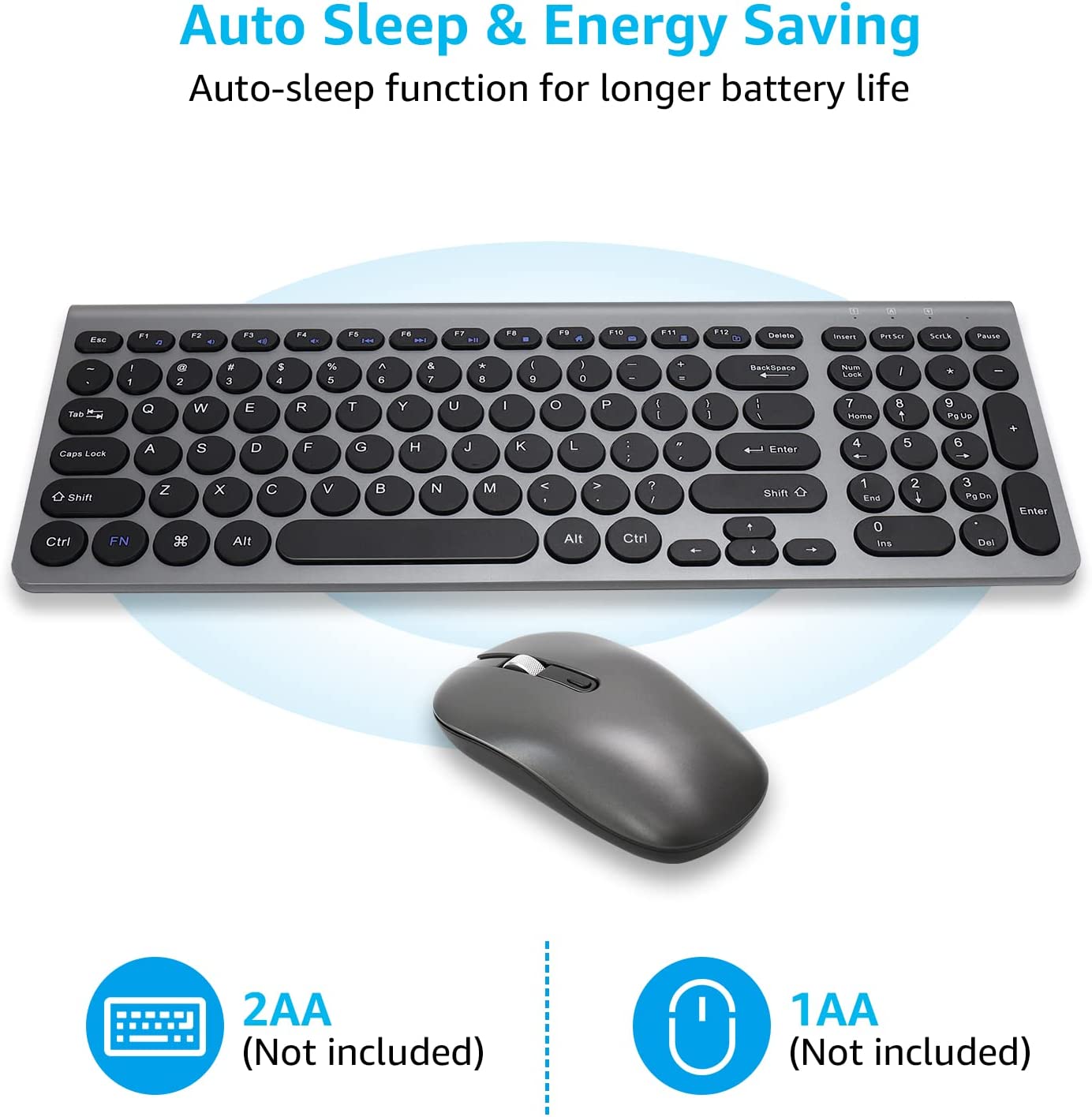 MEANHIGH Wireless Keyboard and Mouse Combo, 2.4G Cordless Mouse and Keyboard