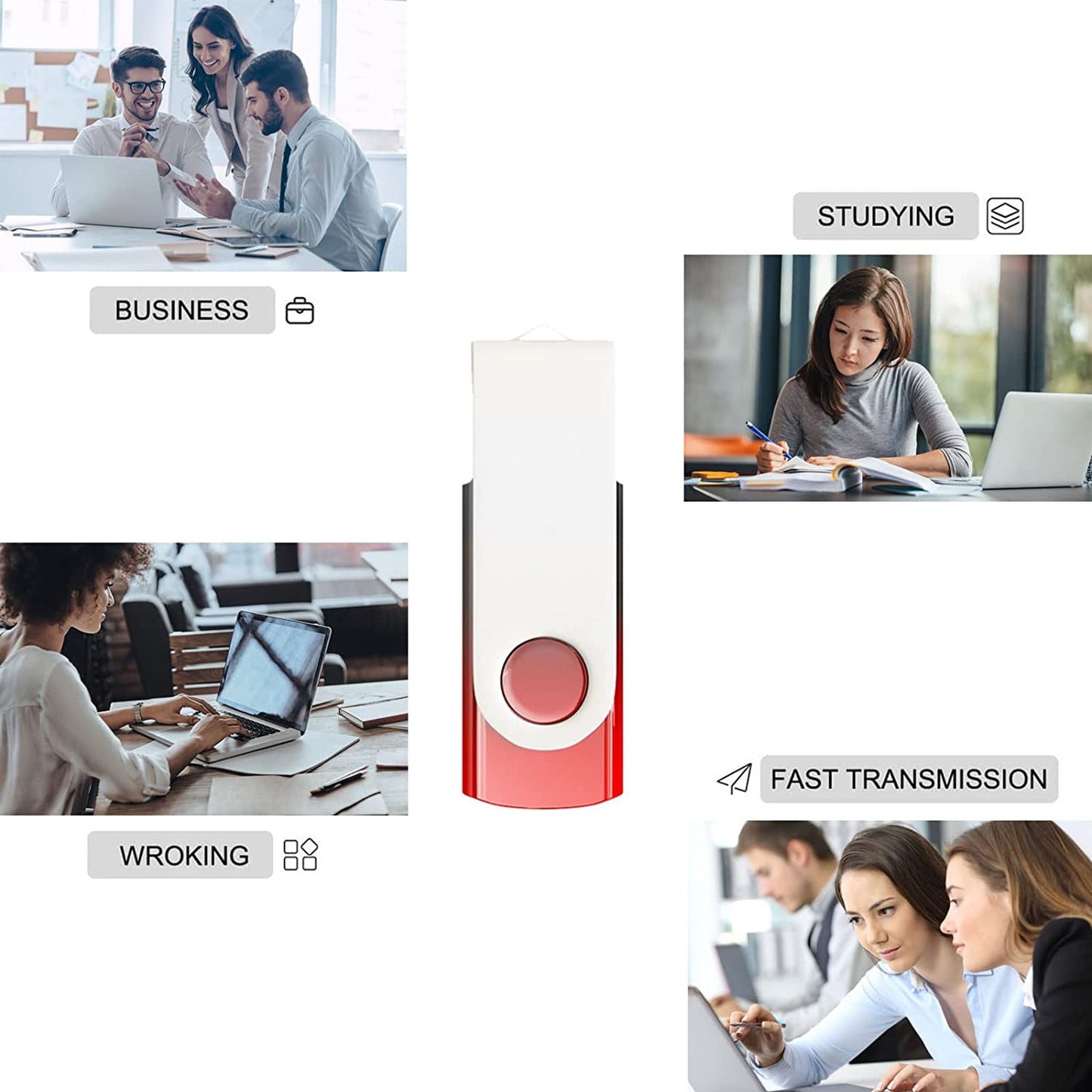 32GB 10 Pack USB Flash Drives Gradient Color USB 2.0