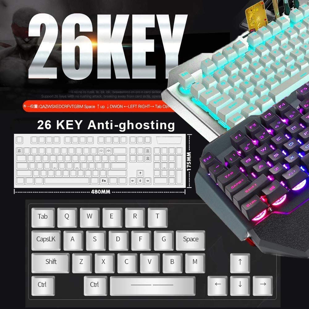 Wireless Gaming Keyboard and Mouse Combo , Rechargeable 4800mAh Battery ,Mechanical Ergonomic Waterproof