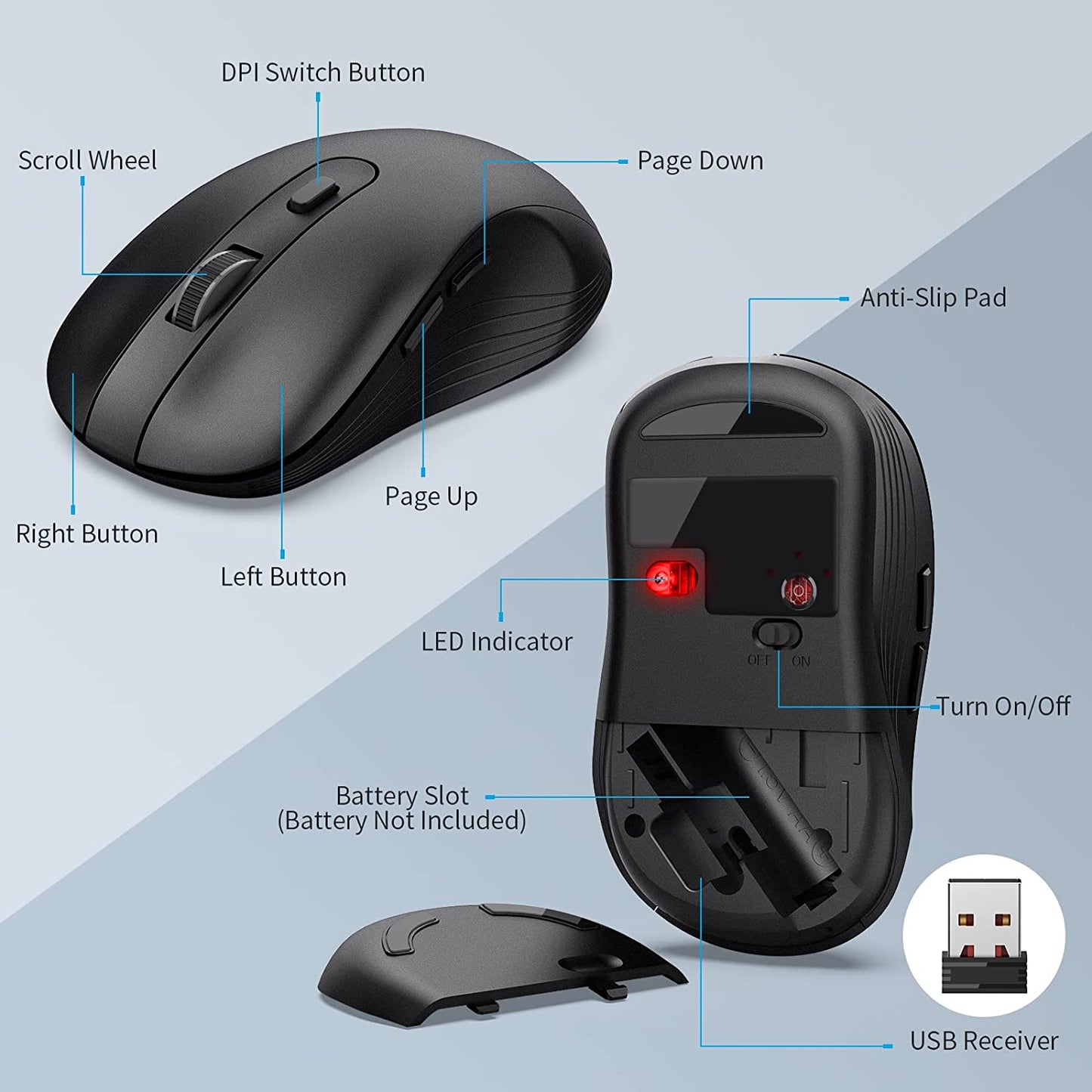 Wireless Keyboard and Mouse Combo, MARVO 2.4G Ergonomic Wireless Computer Keyboard with Phone Tablet Holder