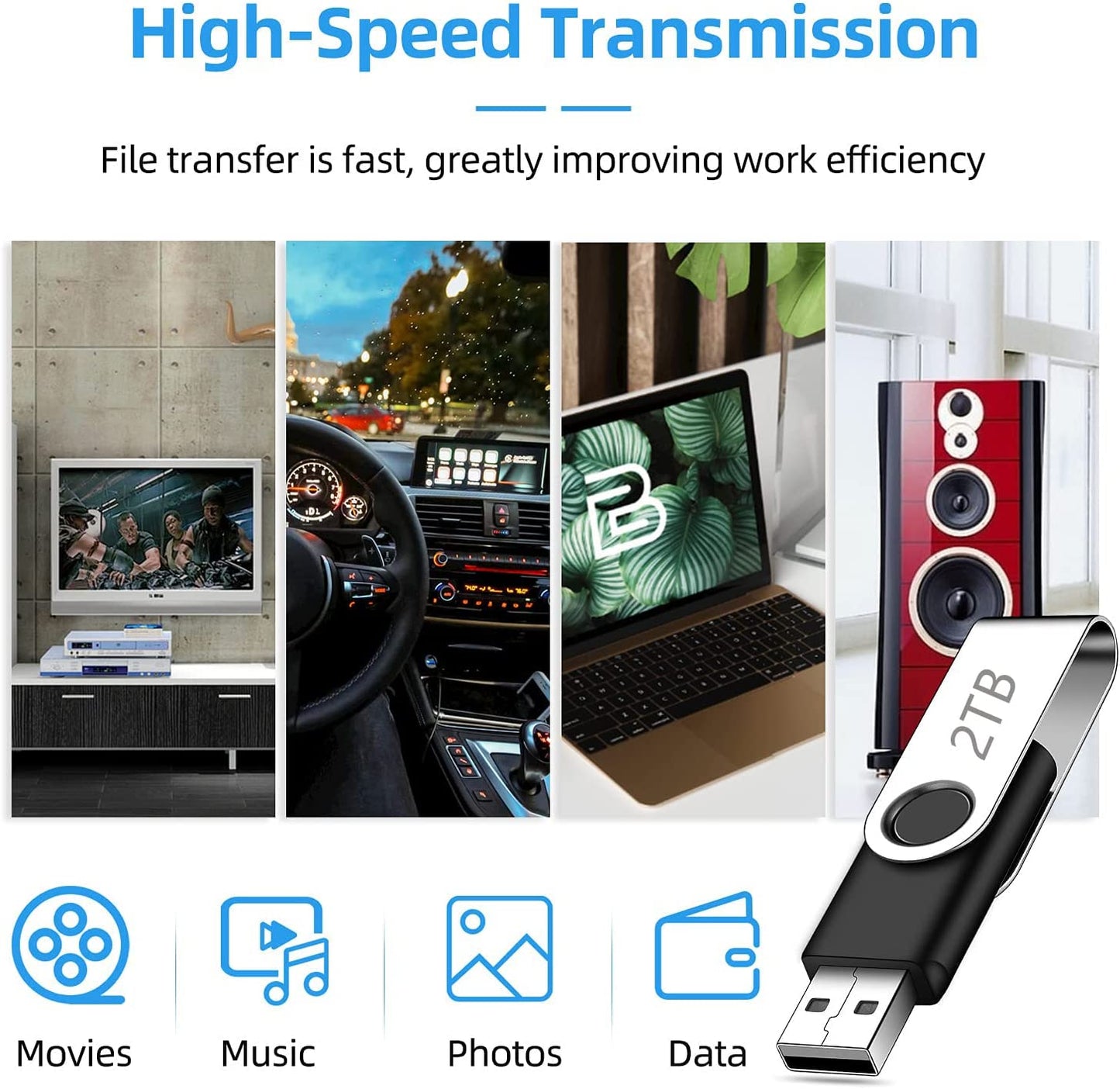 USB Flash Drive High-Speed Thumb Drive Waterproof Memory Stick Metal USB Drive
