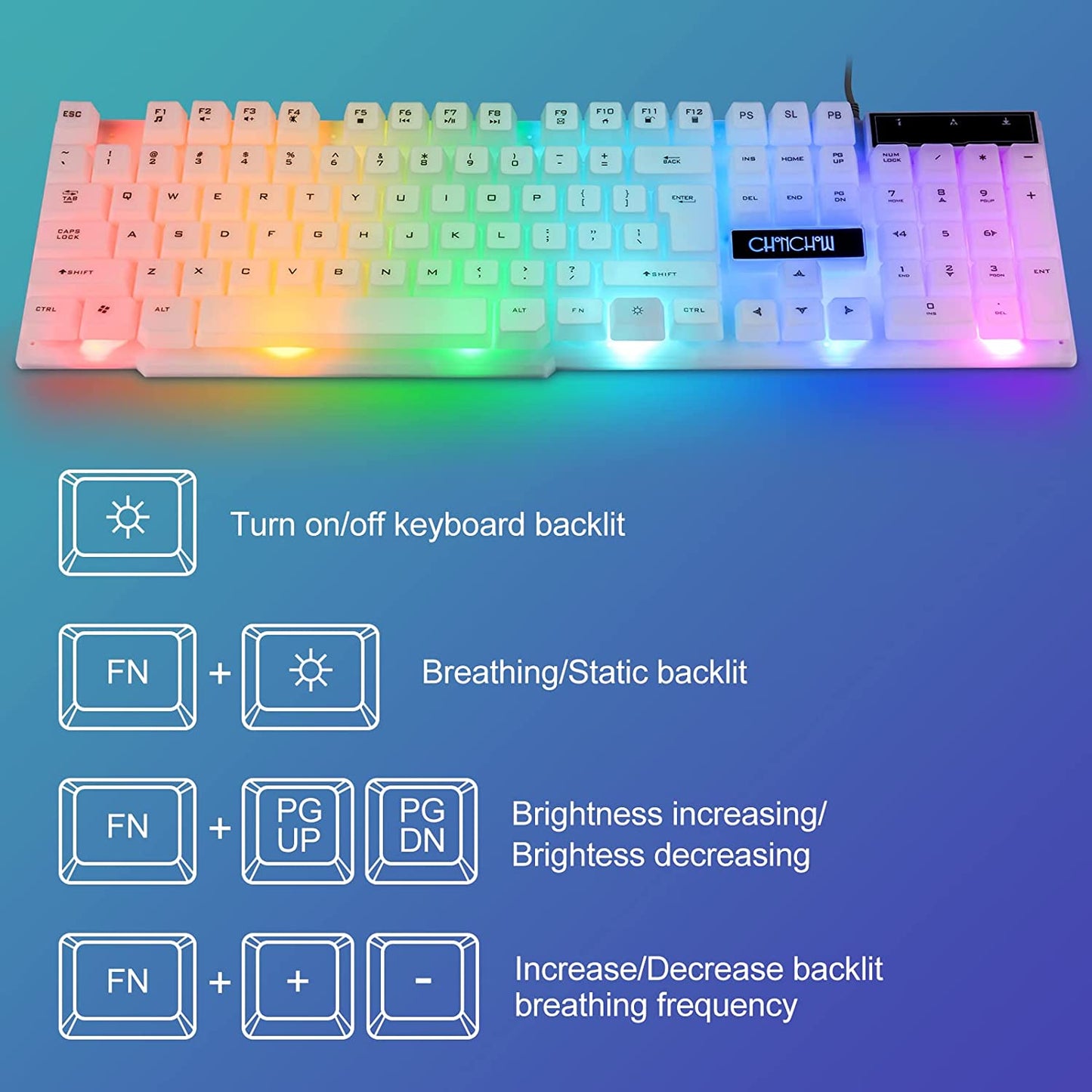 CHONCHOW LED Keyboard and Mouse Combo