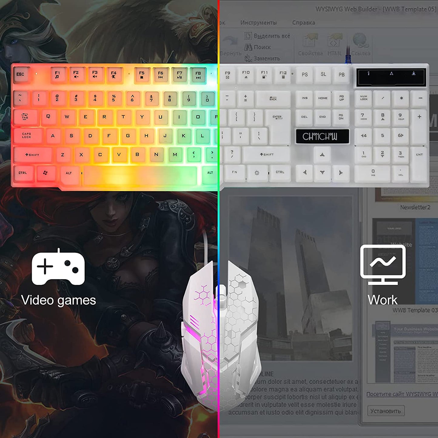 CHONCHOW LED Keyboard and Mouse Combo