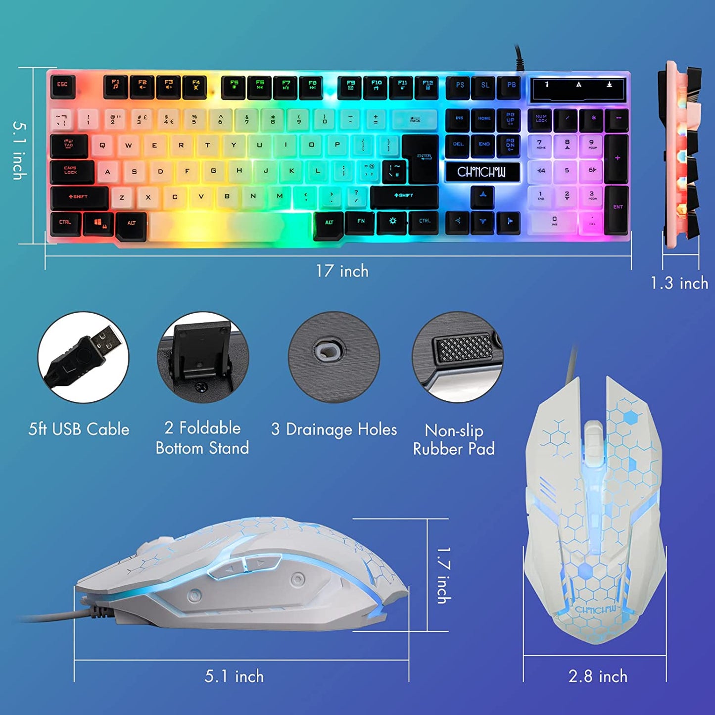 CHONCHOW LED Keyboard and Mouse Combo