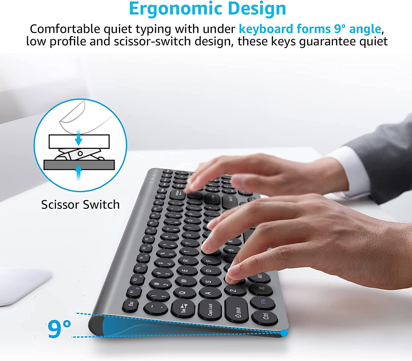 MEANHIGH Wireless Keyboard and Mouse Combo, 2.4G Cordless Mouse and Keyboard