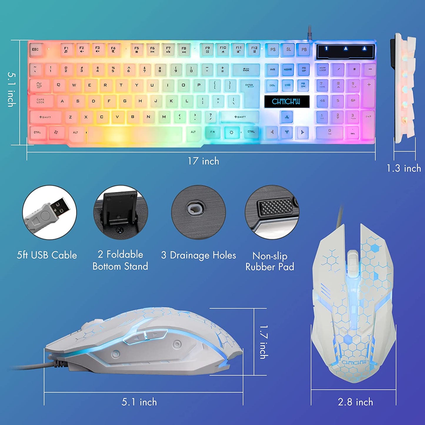 CHONCHOW LED Keyboard and Mouse Combo