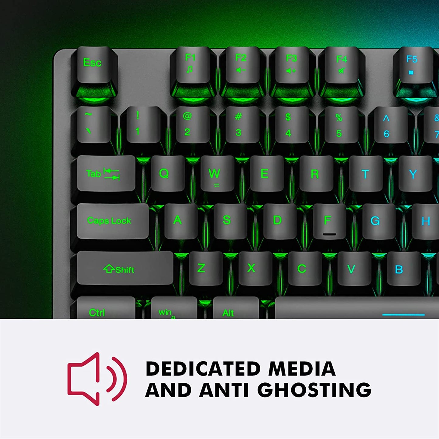 NPET K10 Gaming Keyboard USB Wired Floating Keyboard, Quiet Ergonomic Water-Resistant Mechanical Feeling Keyboard