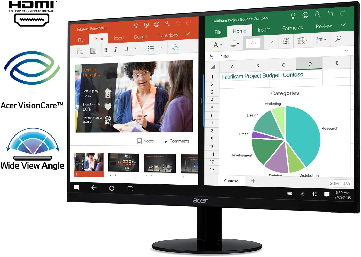 Acer 21.5 Inch Full HD (1920 x 1080) IPS Ultra-Thin Zero Frame Computer Monitor