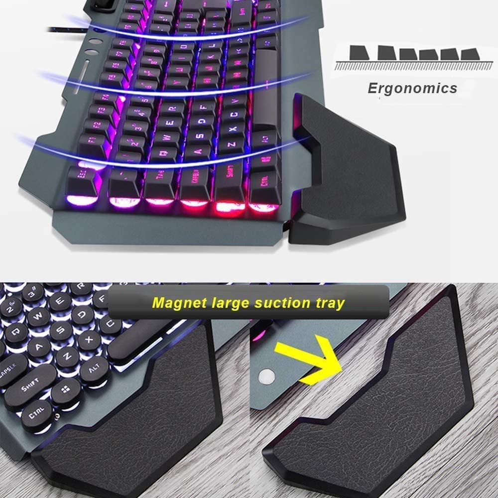 Wireless Gaming Keyboard and Mouse Combo , Rechargeable 4800mAh Battery ,Mechanical Ergonomic Waterproof