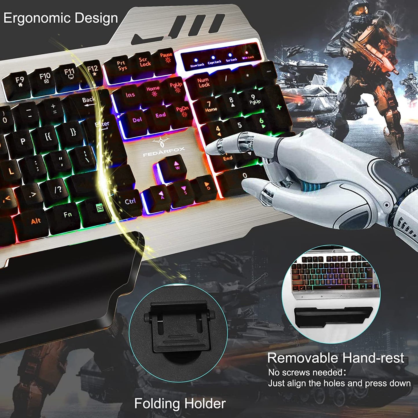 FEDARFOX Wired Keyboard and Mouse Combo,