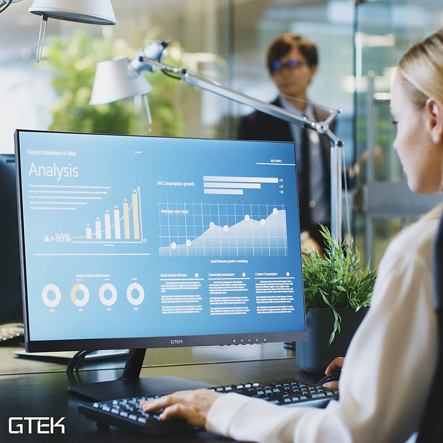 GTEK 24 Inch 75Hz Frameless Computer Monitor, FHD 1080p LED Display, LCD Screen