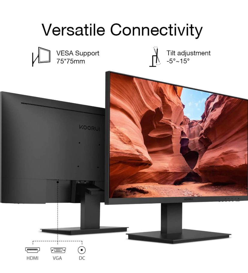 KOORUI 24 Inch Computer Monitor Full HD 1920 x 1080p VA Display 75Hz
