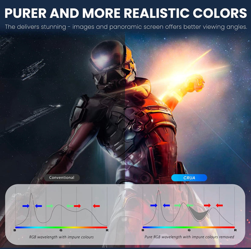 CRUA 27" Curved Gaming Monitor, QHD(2560x1440P)2K 144HZ