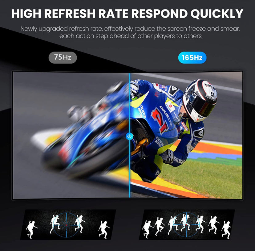 CRUA 24 inch 144hz/165hz Curved Gaming Monitor,FHD 1080P