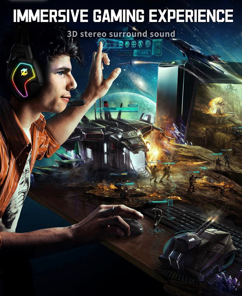 Ozeino Gaming Headset with Microphone, Gaming Headphones for PC Xbox PS4 PS5 Switch Laptop