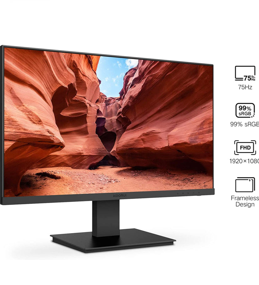 KOORUI 24 Inch Computer Monitor Full HD 1920 x 1080p VA Display 75Hz
