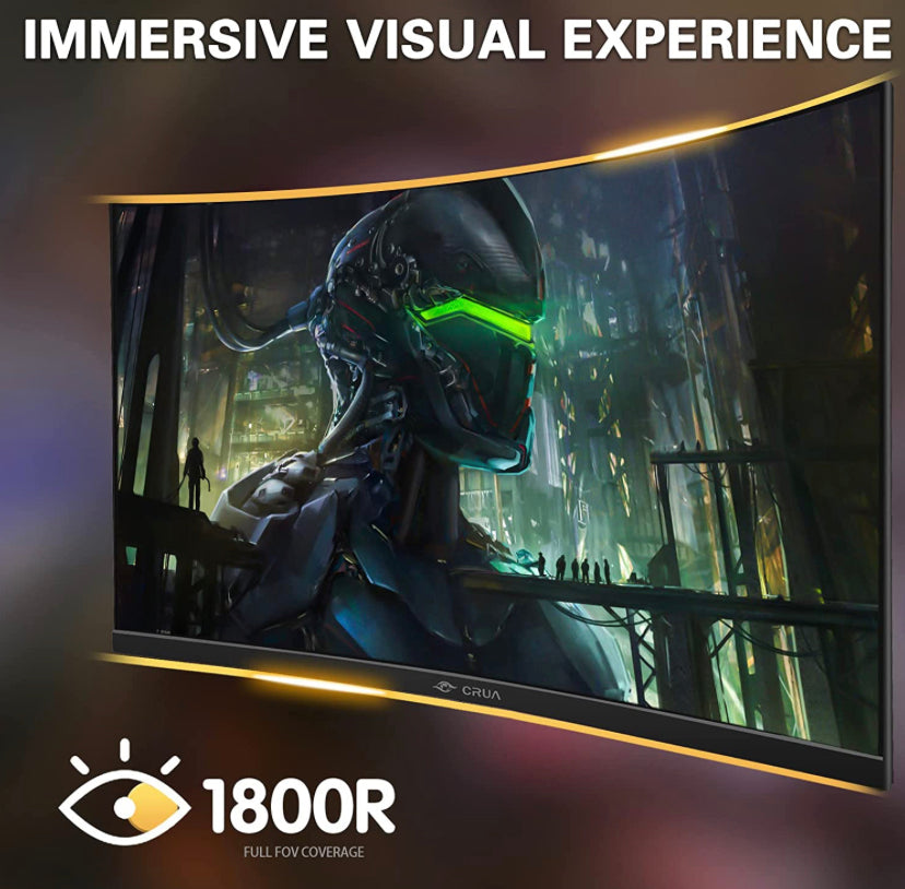CRUA 27" Curved Gaming Monitor, QHD(2560x1440P)2K 144HZ