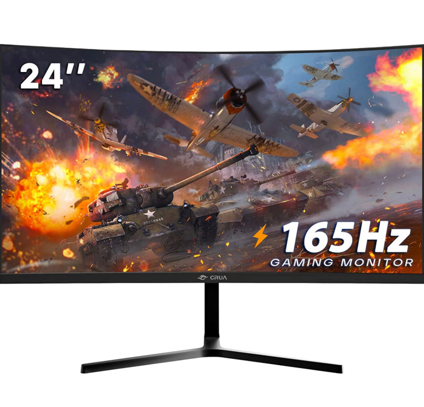 CRUA 24 inch 144hz/165hz Curved Gaming Monitor,FHD 1080P