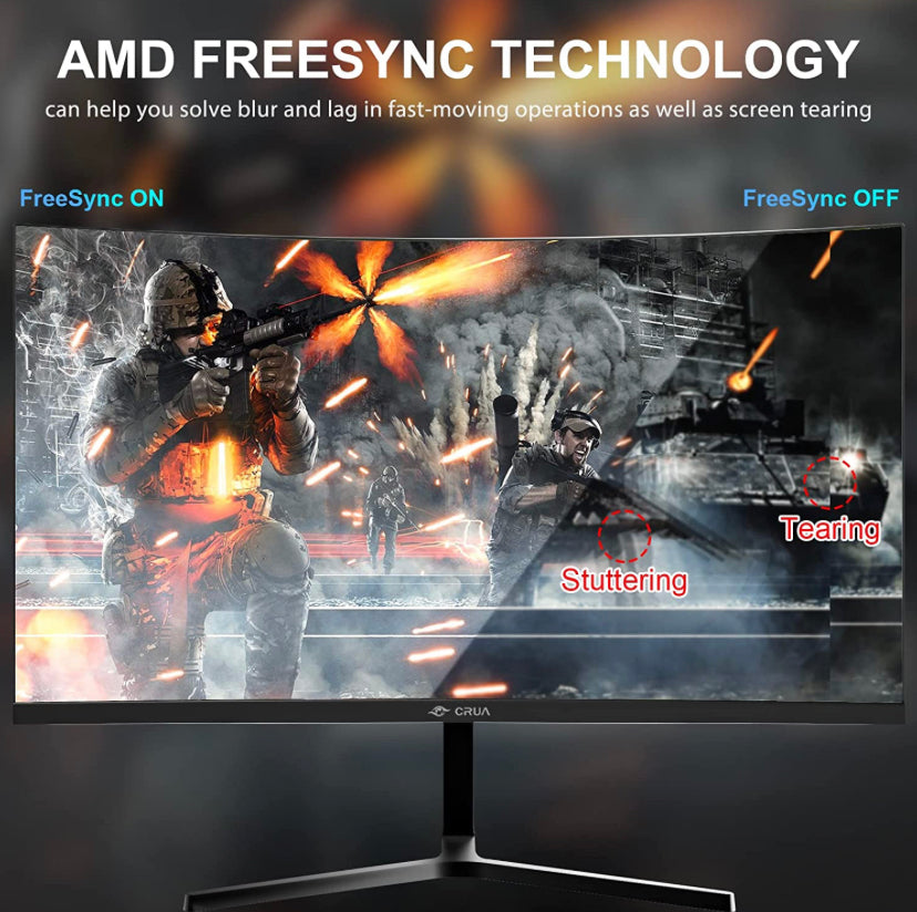 CRUA 24 inch 144hz/165hz Curved Gaming Monitor,FHD 1080P