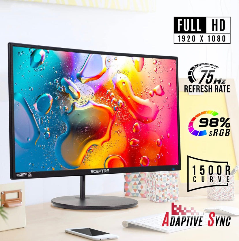 Sceptre 24" Curved 75Hz Gaming LED Monitor Full HD 1080P
