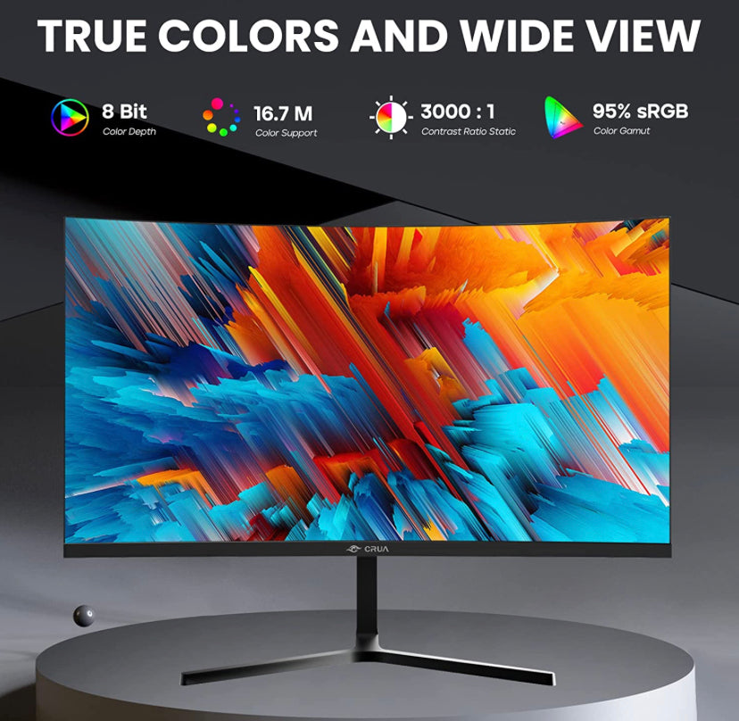 CRUA 24 inch 144hz/165hz Curved Gaming Monitor,FHD 1080P