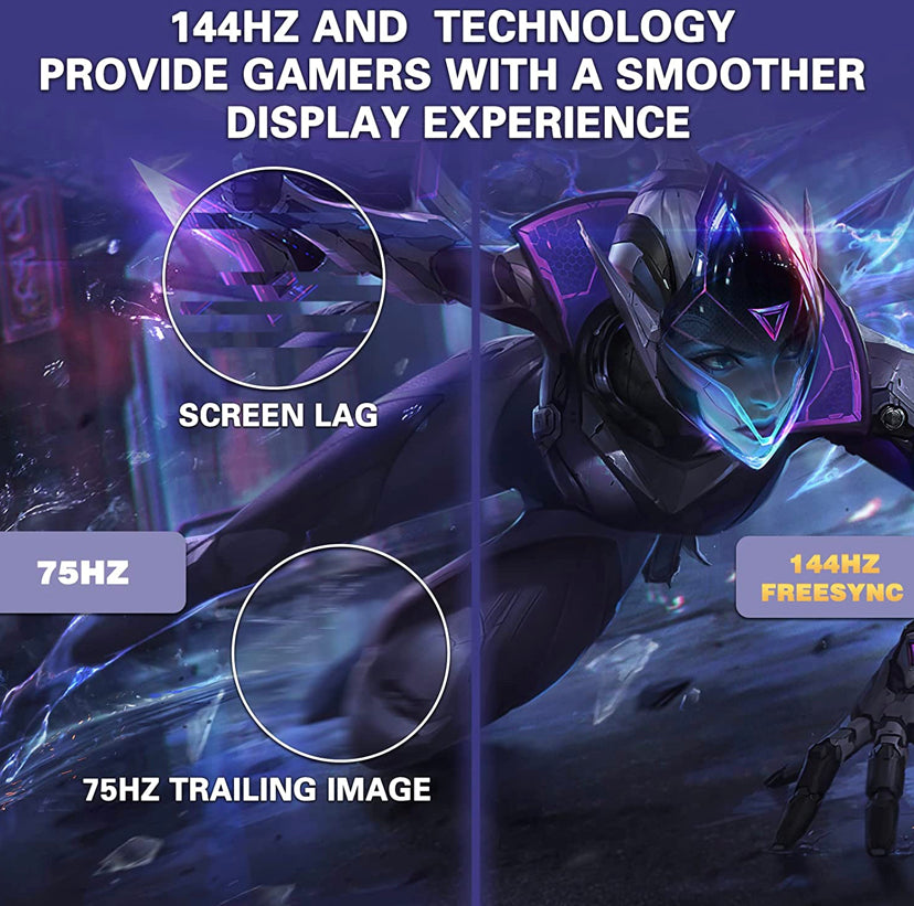 CRUA 27" Curved Gaming Monitor, QHD(2560x1440P)2K 144HZ