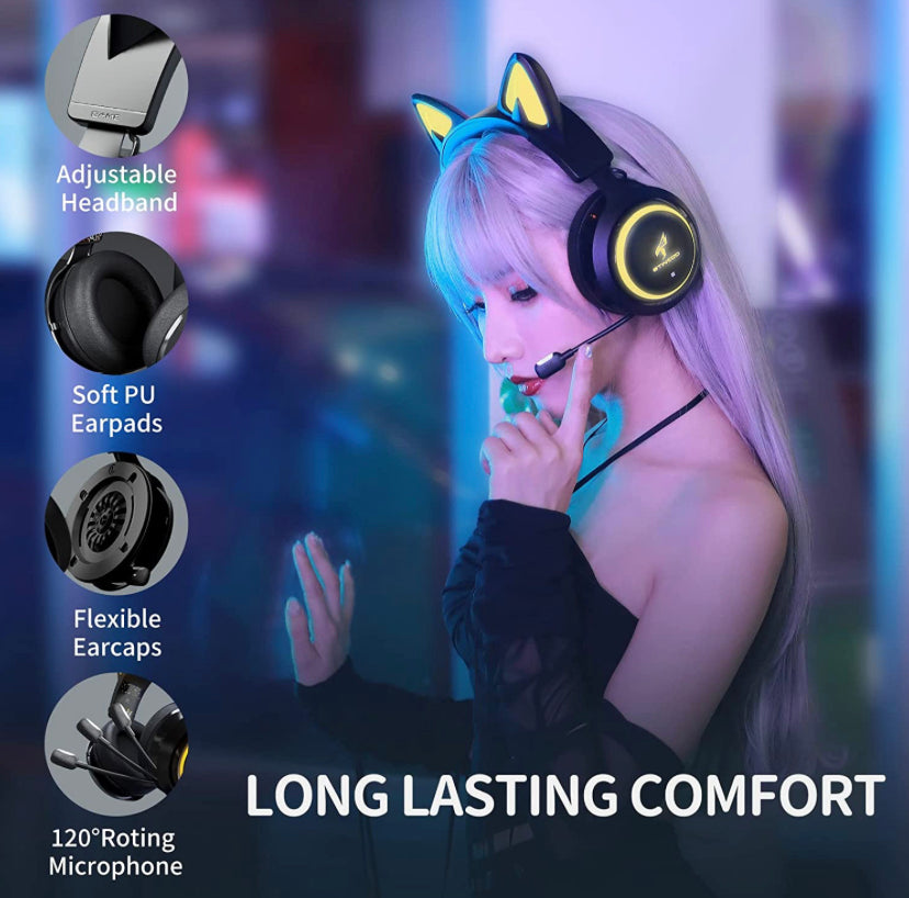 SOMIC GS510 Cat Ear Headset Wireless Gaming Headphones
