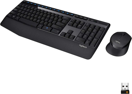 Logitech MK345 Wireless Combo Full-Sized Keyboard with Palm Rest and Comfortable Right-Handed Mouse, 2.4 GHz Wireless USB Receiver, Compatible with PC, Laptop