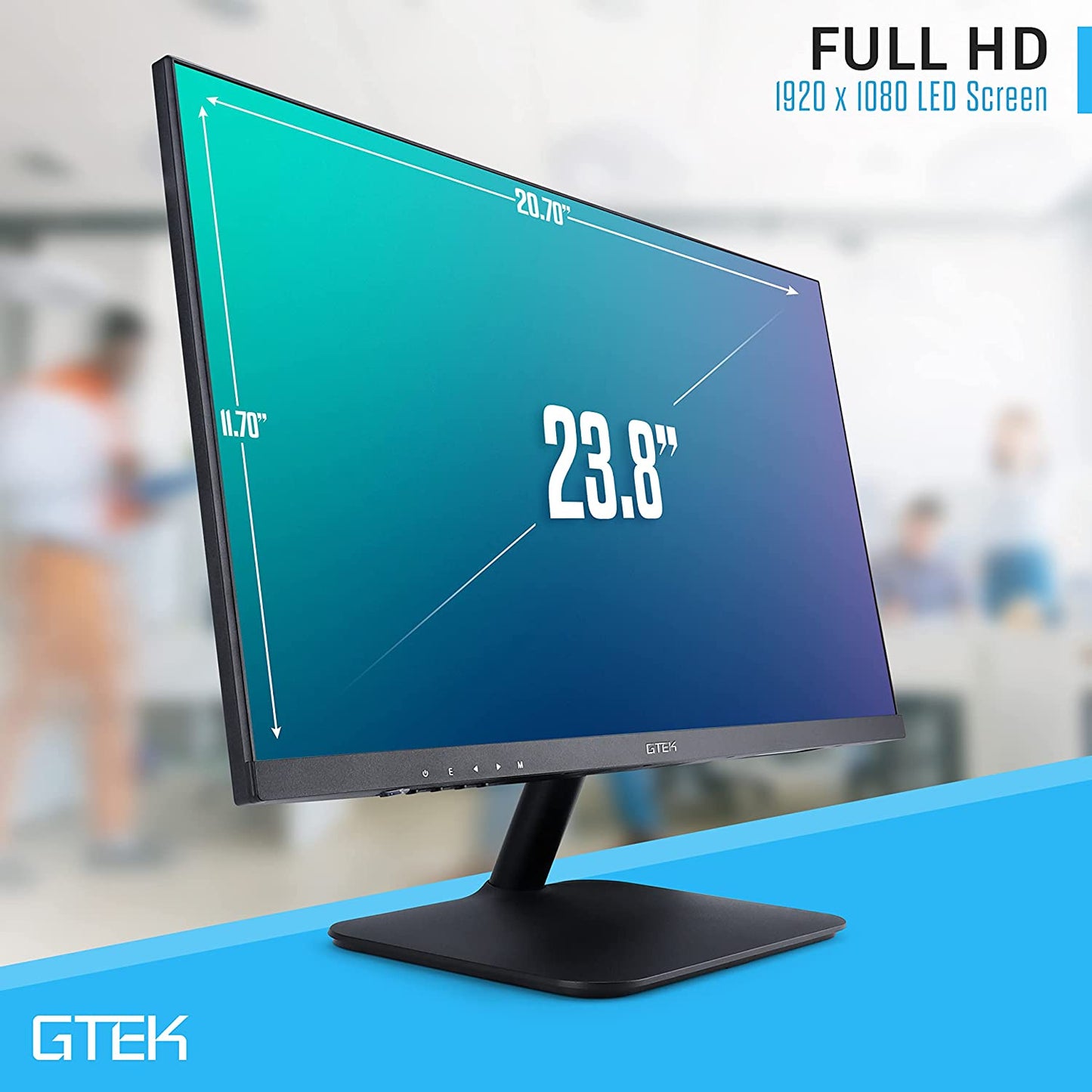 GTEK 24 Inch 75Hz Frameless Computer Monitor, FHD 1080p LED Display, LCD Screen