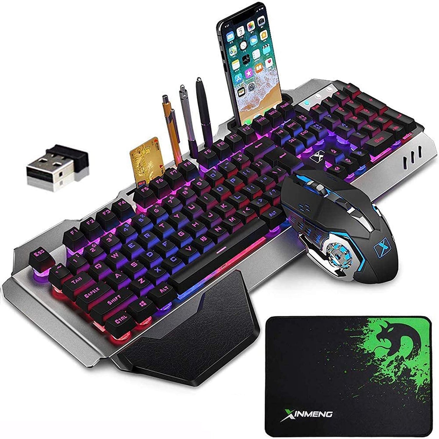 Wireless Gaming Keyboard and Mouse Combo , Rechargeable 4800mAh Battery ,Mechanical Ergonomic Waterproof