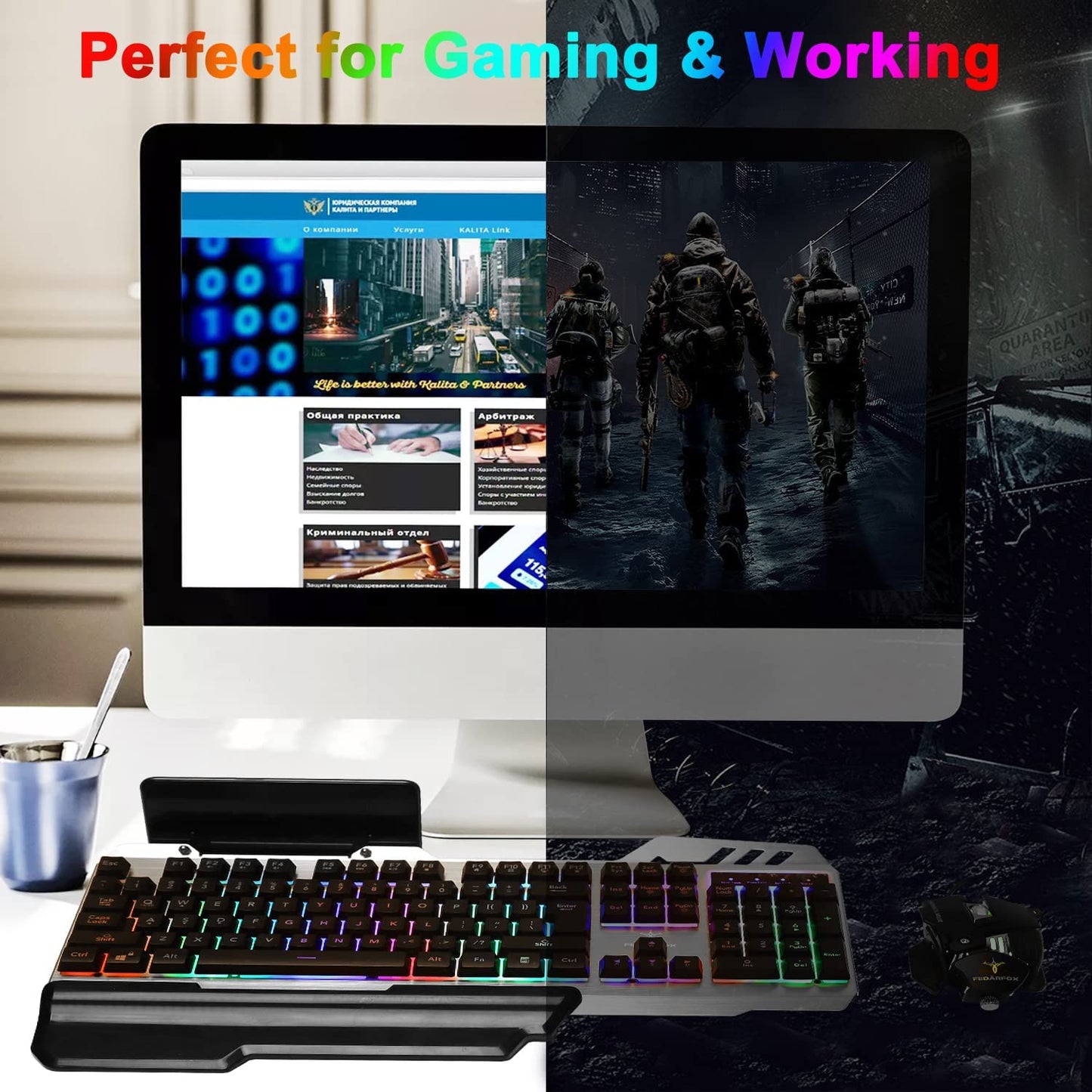 FEDARFOX Wired Keyboard and Mouse Combo,