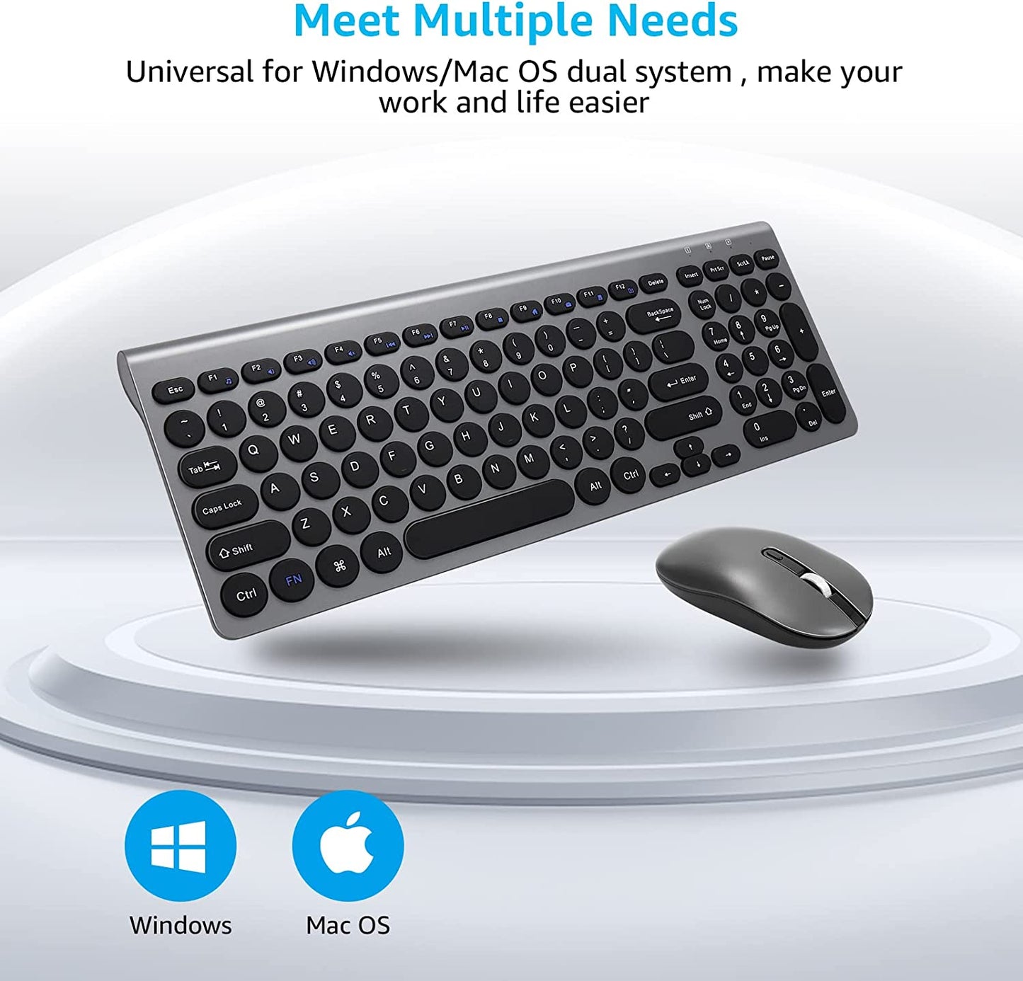 MEANHIGH Wireless Keyboard and Mouse Combo, 2.4G Cordless Mouse and Keyboard