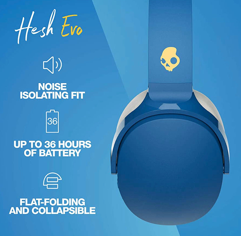 Skullcandy Hesh Evo Bluetooth Headphones for iPhone and Android with Microphone / 36 Hours Battery Life