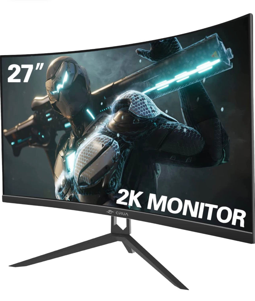 CRUA 27" Curved Gaming Monitor, QHD(2560x1440P)2K 144HZ