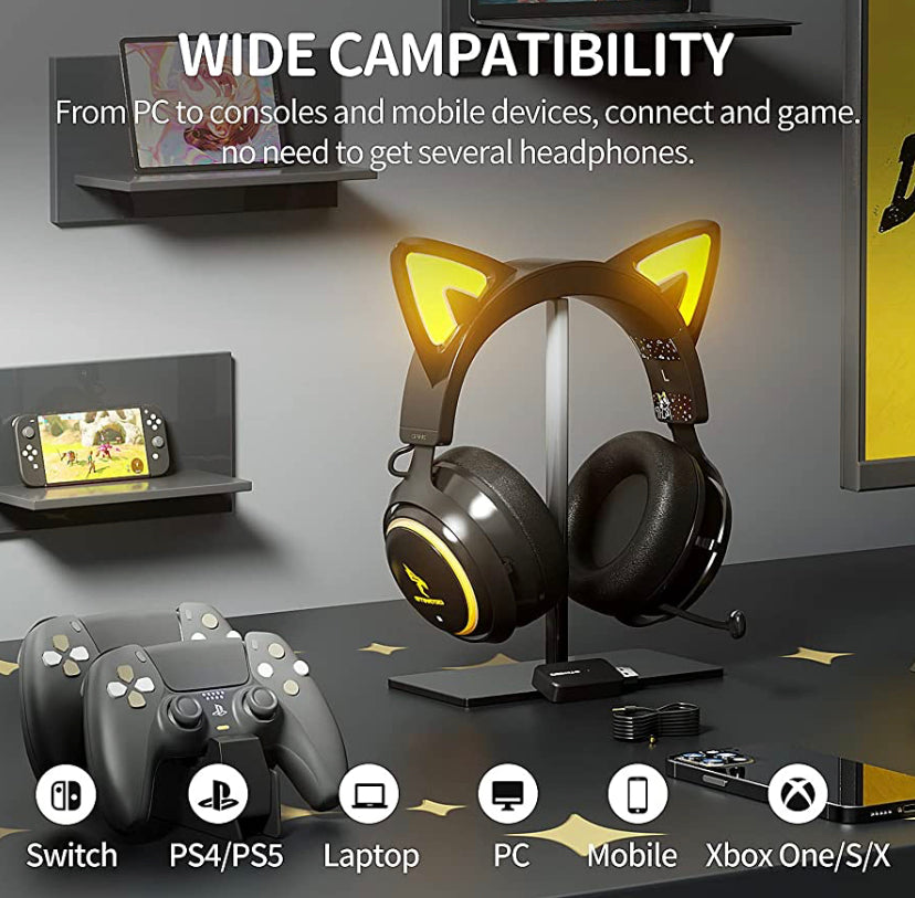 SOMIC GS510 Cat Ear Headset Wireless Gaming Headphones