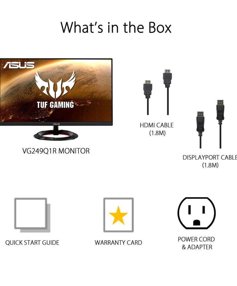 ASUS TUF Gaming 23.8” 1080P Monitor (VG249Q1R) - Full HD, IPS, 165Hz (Supports 144Hz),